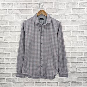 VINCE Men's Button up Flannel Shirt Heather gray Check size Small